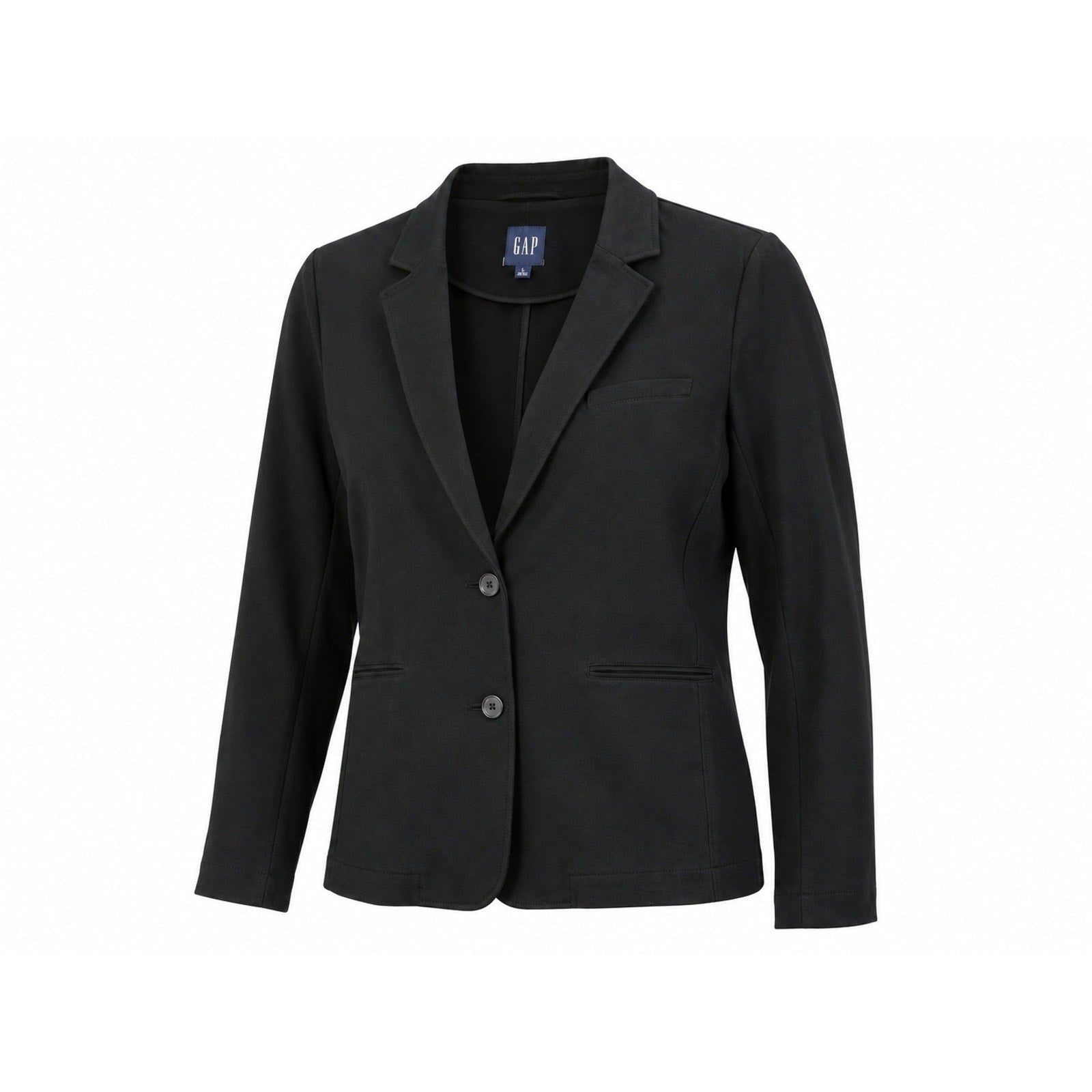 GAP Womens Black Two-Button Stretch Knit Blazer Jacket Size Large L Solid