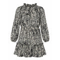 Made with Love Black White Paisley Floral Tiered Mini Dress Ruffle Neck LD3944 M