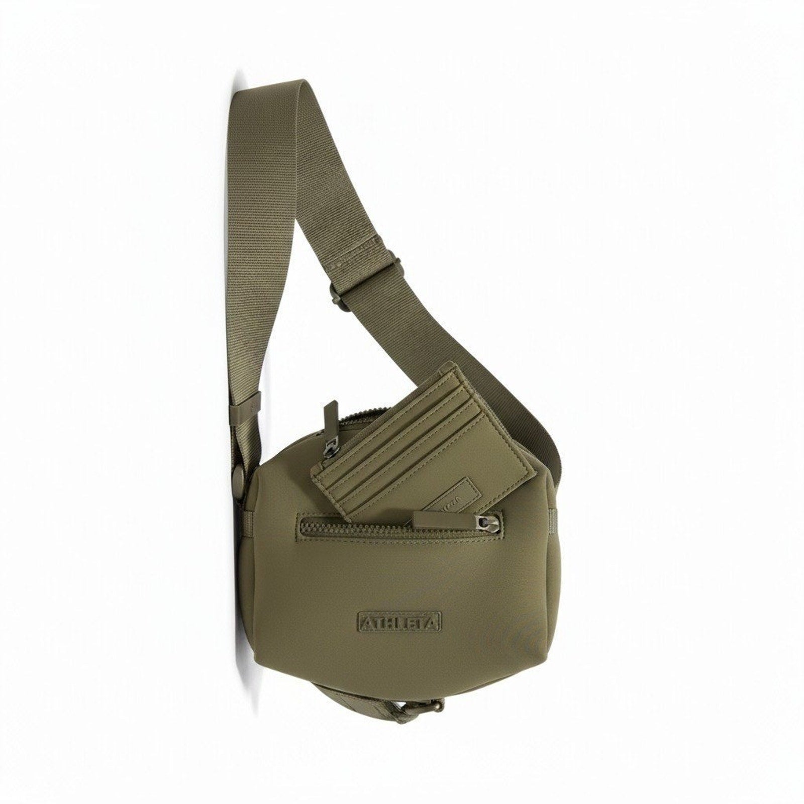 Athleta Olive Green Neoprene Crossbody Belt Bag Sling Fanny Pack Adjustable Hike
