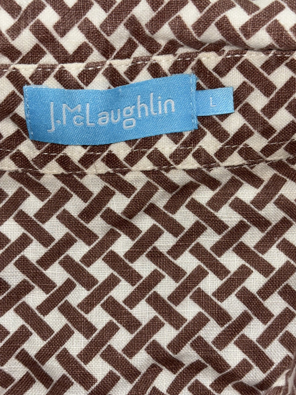 J. McLaughlin Men's Brown Cream Geometric Shirt L, photo 6 of 9