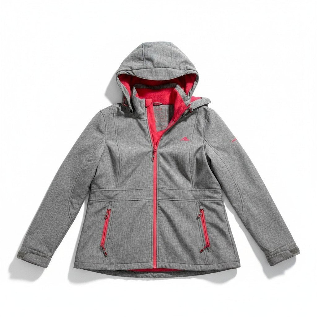 C&A Rodeo Womens M Gray Softshell Hooded Jacket Fleece Lined Zip Athleisure Coat