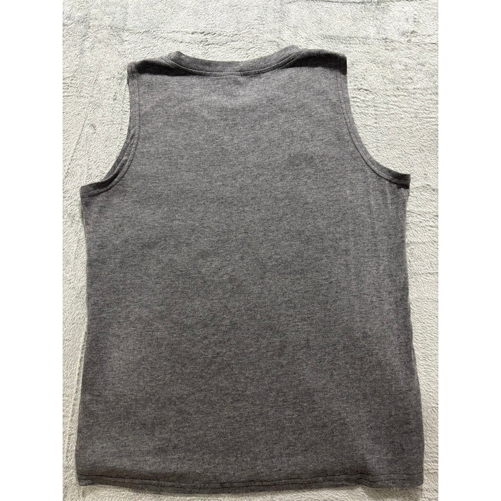 Womens L Gray Baseball Heart Graphic Muscle Tank Top Casual Athleisure Workout