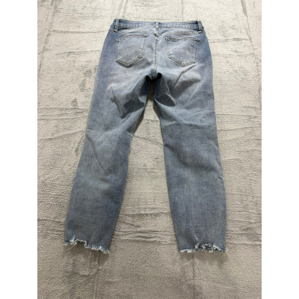 LC Lauren Conrad Skinny Ankle Jeans Light Wash Distressed Frayed Hem Size 12