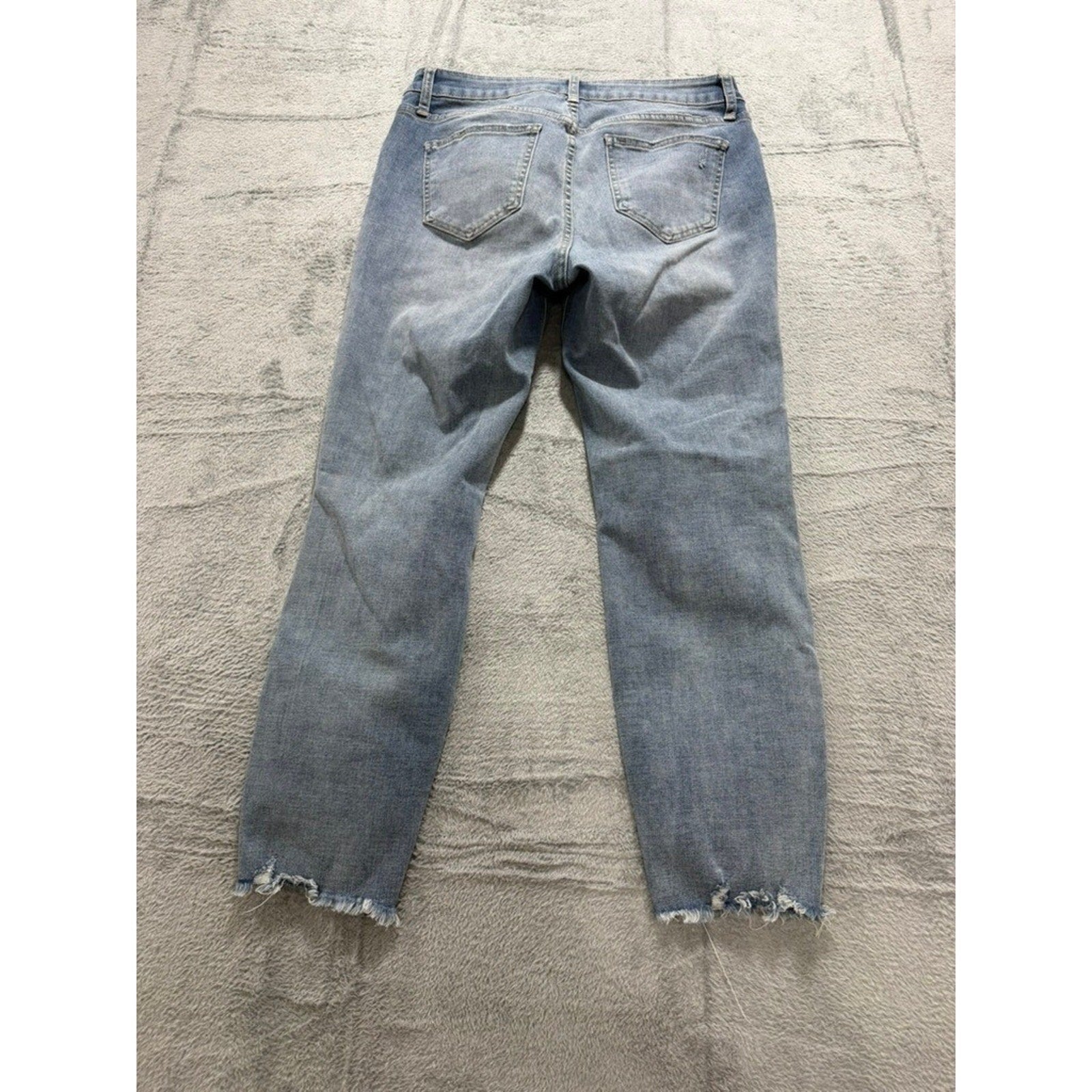 LC Lauren Conrad Skinny Ankle Jeans Light Wash Distressed Frayed Hem Size 12