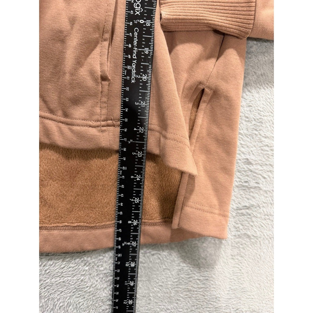 Avia Women XXL Camel Brown Quarter Zip Sherpa Lined High Low Hoodie Sweatshirt