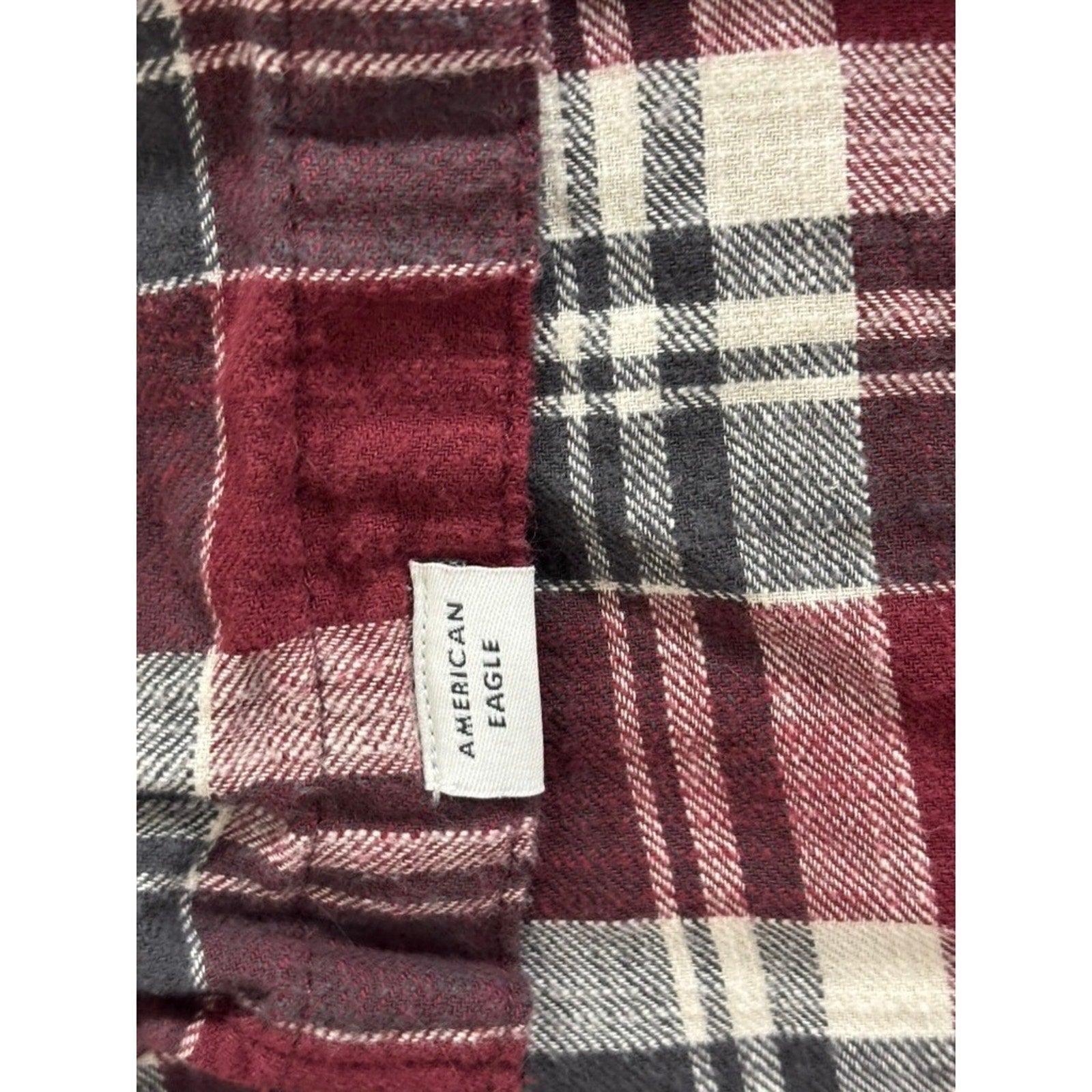 American Eagle M Red Plaid Hooded Flannel Shirt Womens Casual Vintage Style