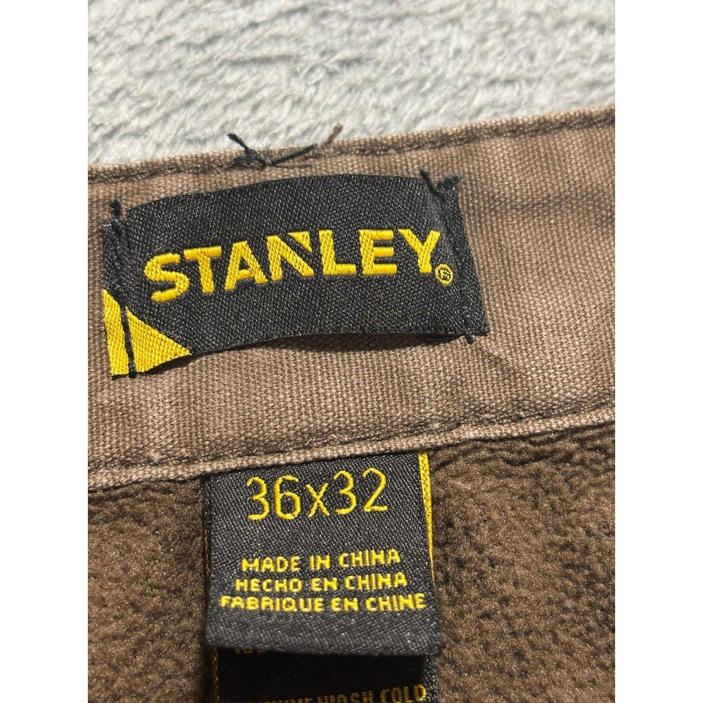 Stanley Mens 36x32 Brown Fleece Lined Carpenter Pants Workwear Casual Vintage