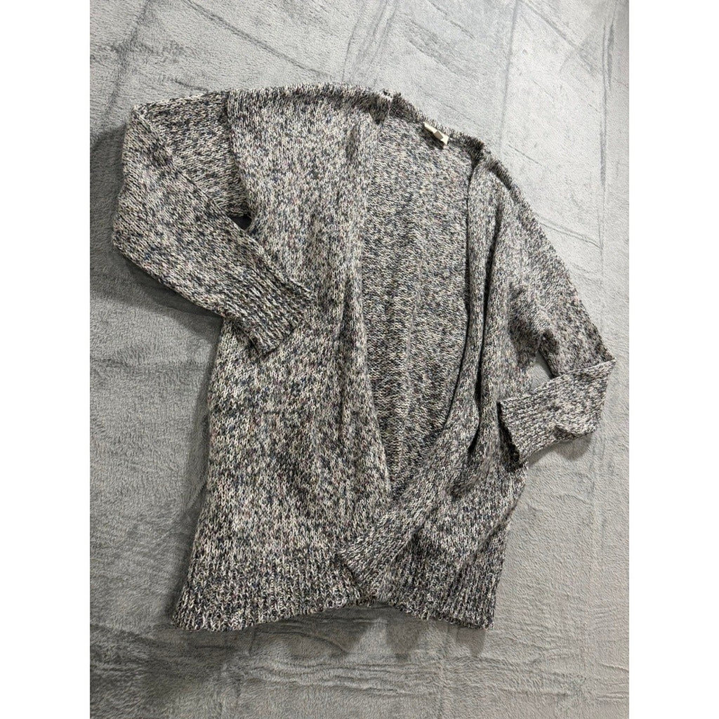 LOFT Outlet Womens Gray Marled Knit Open Front Cardigan Sweater Large Confetti