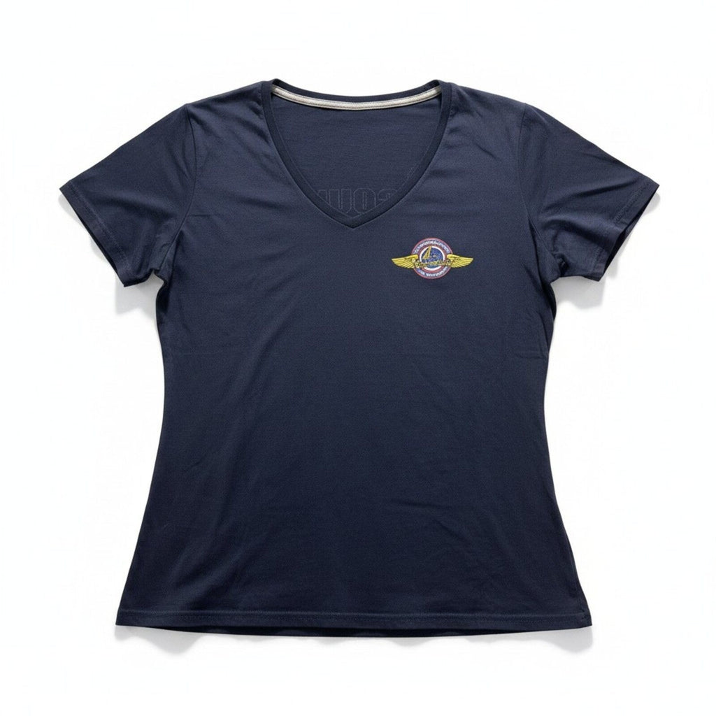 Port & Company L Navy Women LA County Fire Dept Air Operations V-Neck Tee Casual