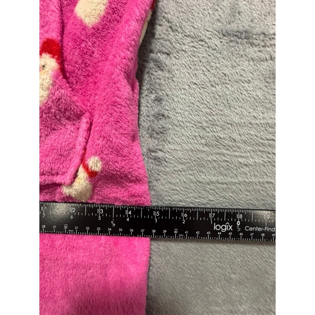 Forever 21 Kids Girls 9/10 Pink Santa Hooded One Piece Pajamas Christmas Cozy