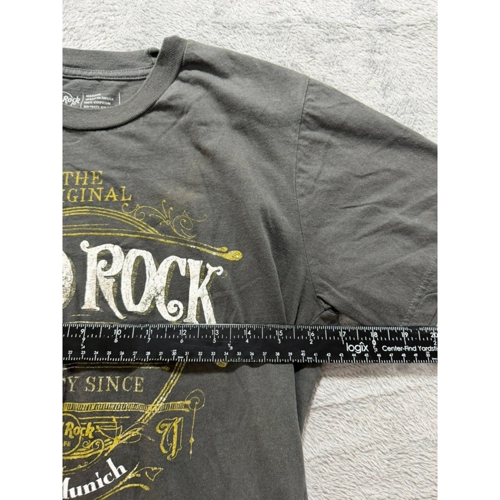 Hard Rock Cafe Munich Guitar Company Graphic T-Shirt Mens Medium Charcoal Grey