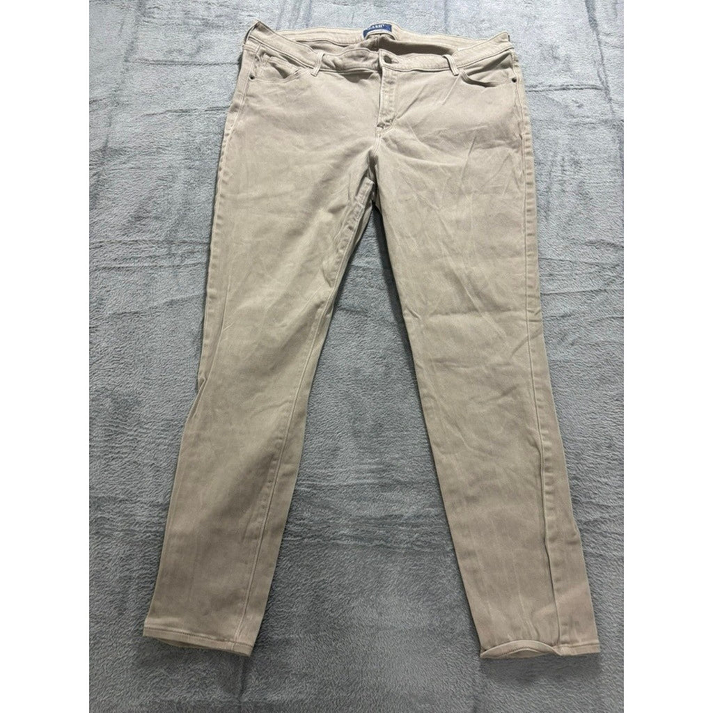 Old Navy Rockstar Mid-Rise Skinny Jeans Tan Khaki Stretch Pants Women 18 Regular