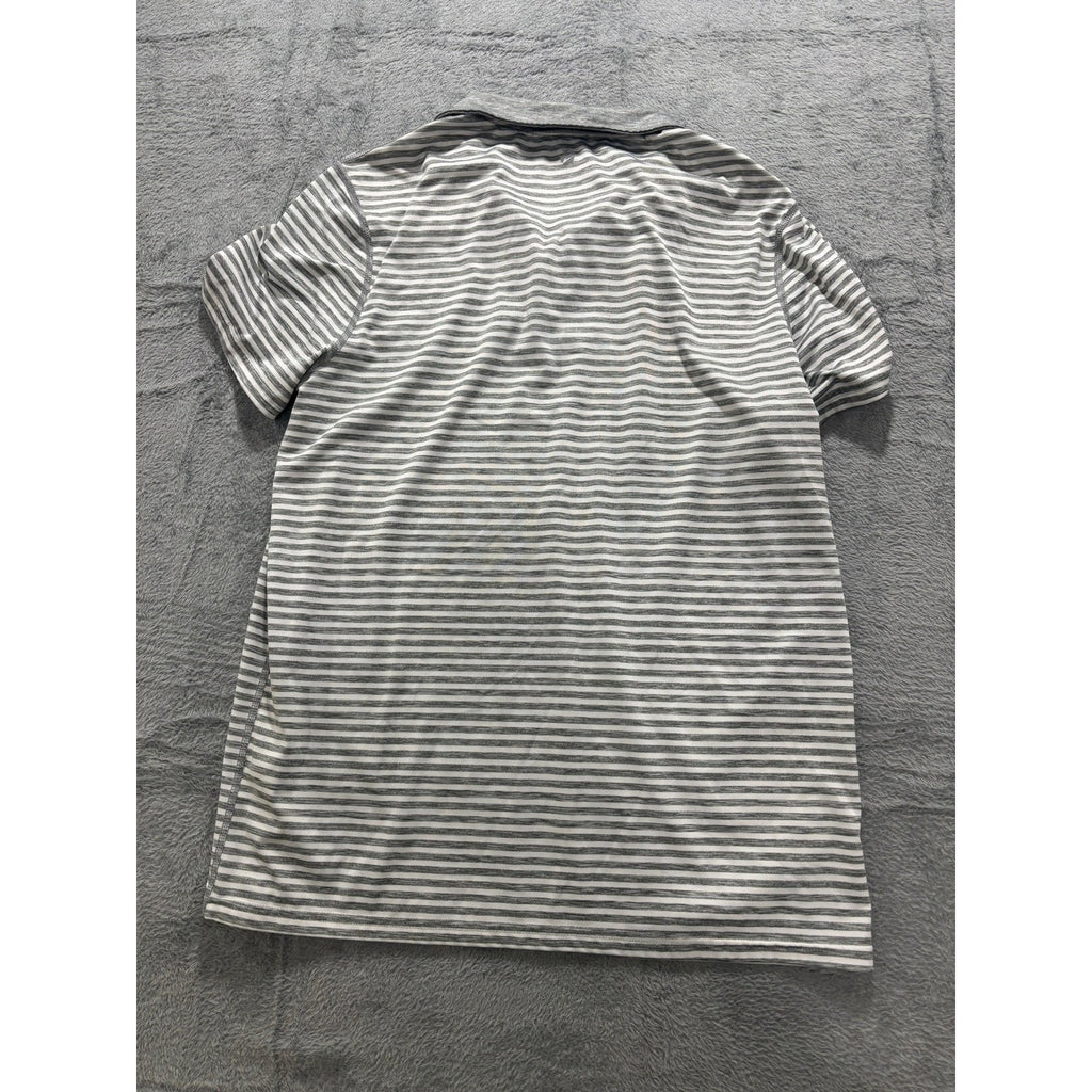 ZeroXposur Polo Shirt Women M Gray Striped Athletic Golf Stretch Lightweight
