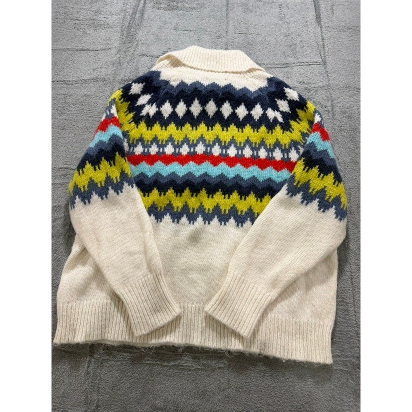 Aerie Fair Isle Sweater Womens L Oversized Nordic Quarter Zip Chunky Cozy