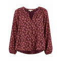 LOFT Womens XL Plum Floral Metallic Stripe Split Neck Balloon Sleeve Blouse