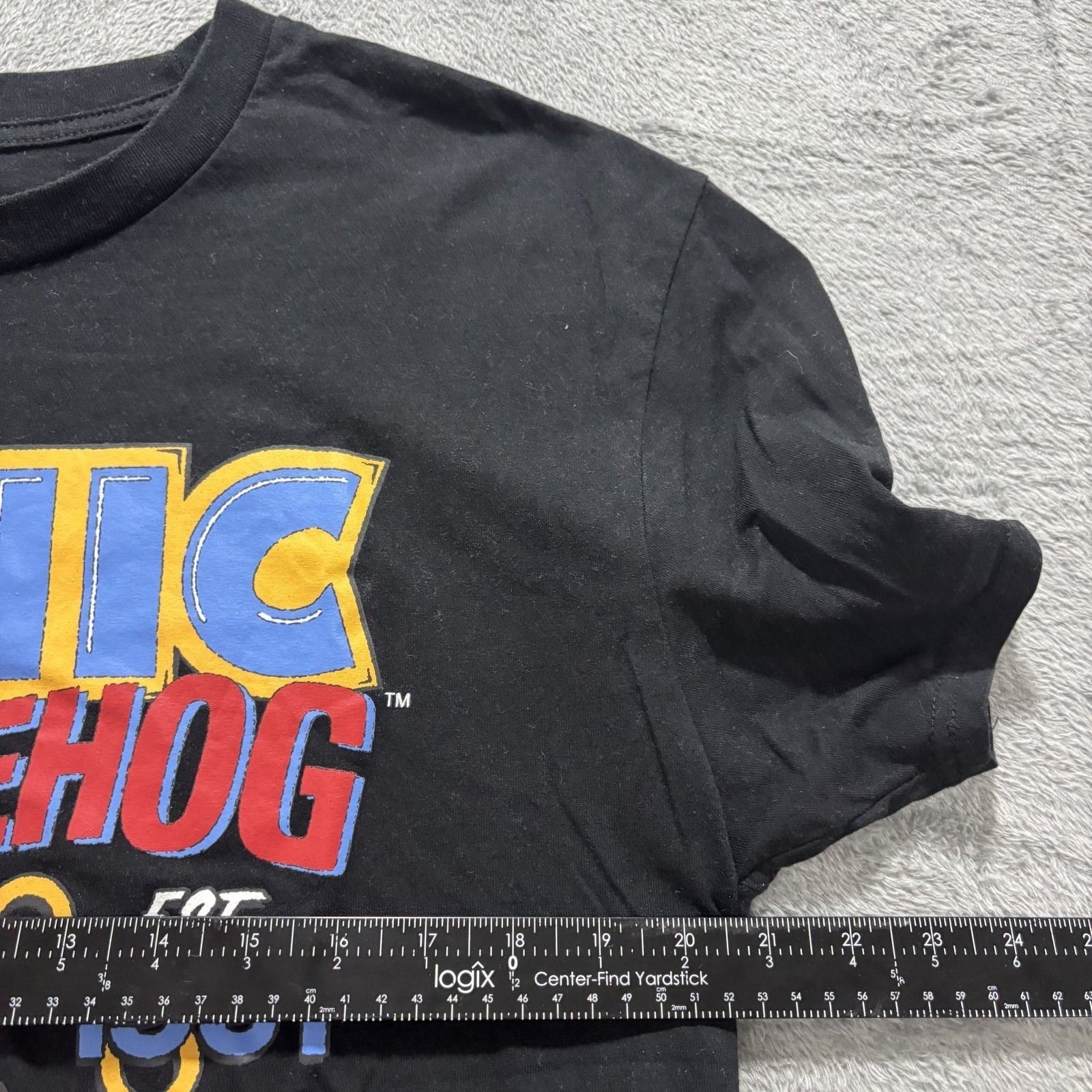 Sonic The Hedgehog L Black Graphic T-Shirt Womens Vintage Casual Retro Tee