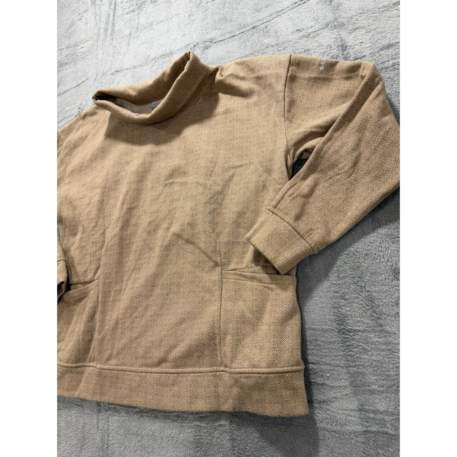 Columbia Women XXL Tan Herringbone Cowl Neck Fleece Pullover Sweatshirt Gorpcore