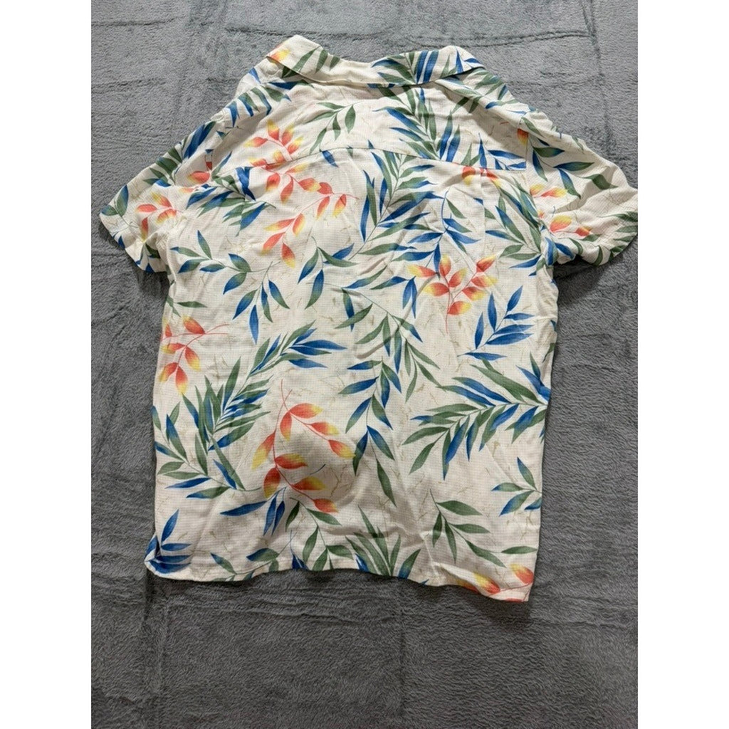 Alfred Dunner Button Up Shirt Womens 16 Tropical Floral Rayon Camp Casual