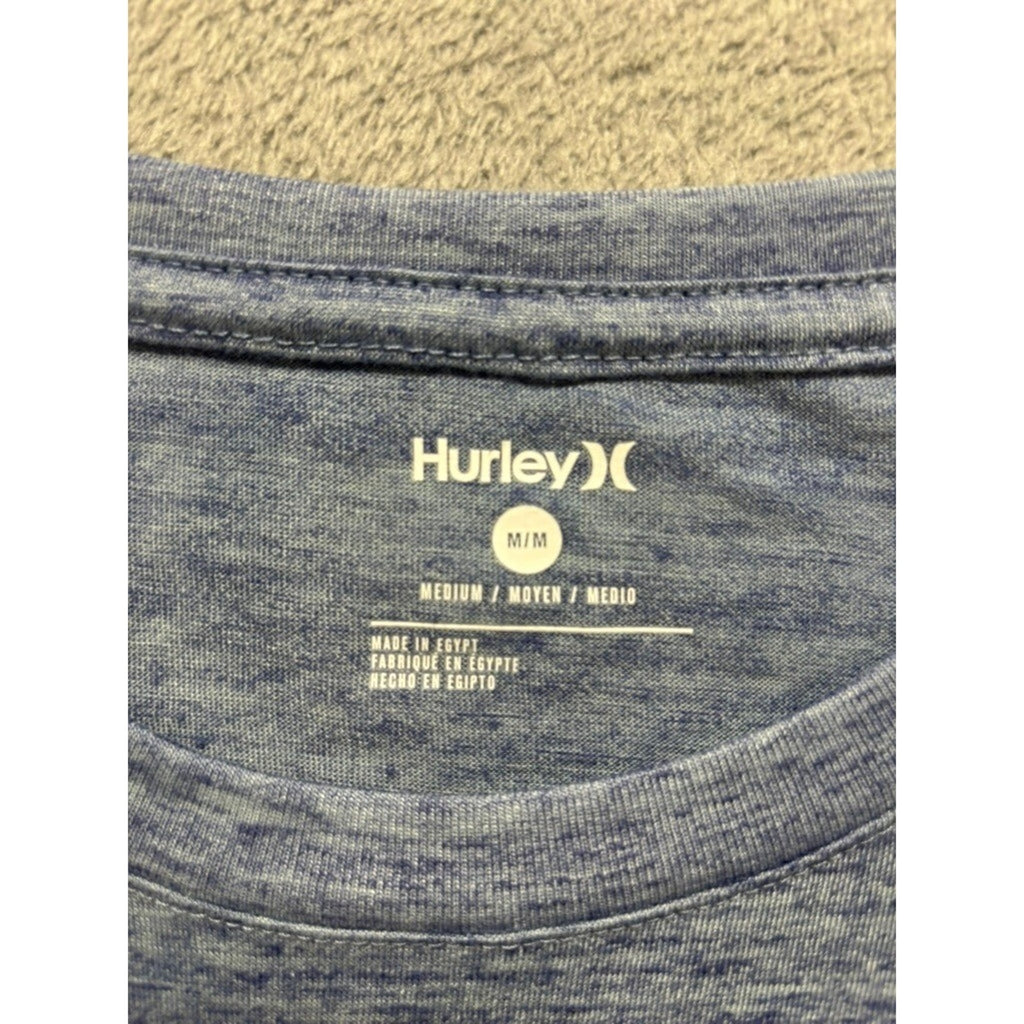 Hurley Mens M Blue Heather Graphic Logo T-Shirt Surf Short Sleeve Casual