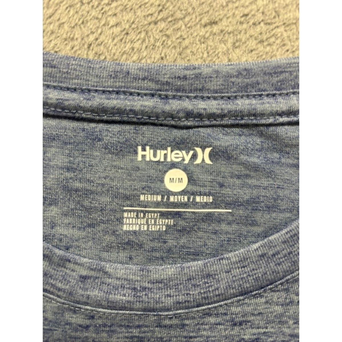 Hurley Mens M Blue Heather Graphic Logo T-Shirt Surf Short Sleeve Casual