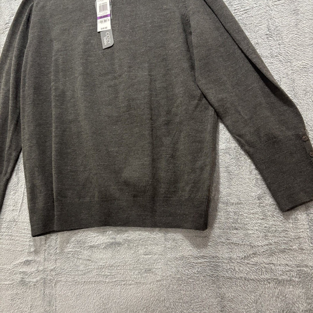 JM Collection XXL Womens Charcoal Gray Crewneck Sweater Cozy Classic Plus Knit