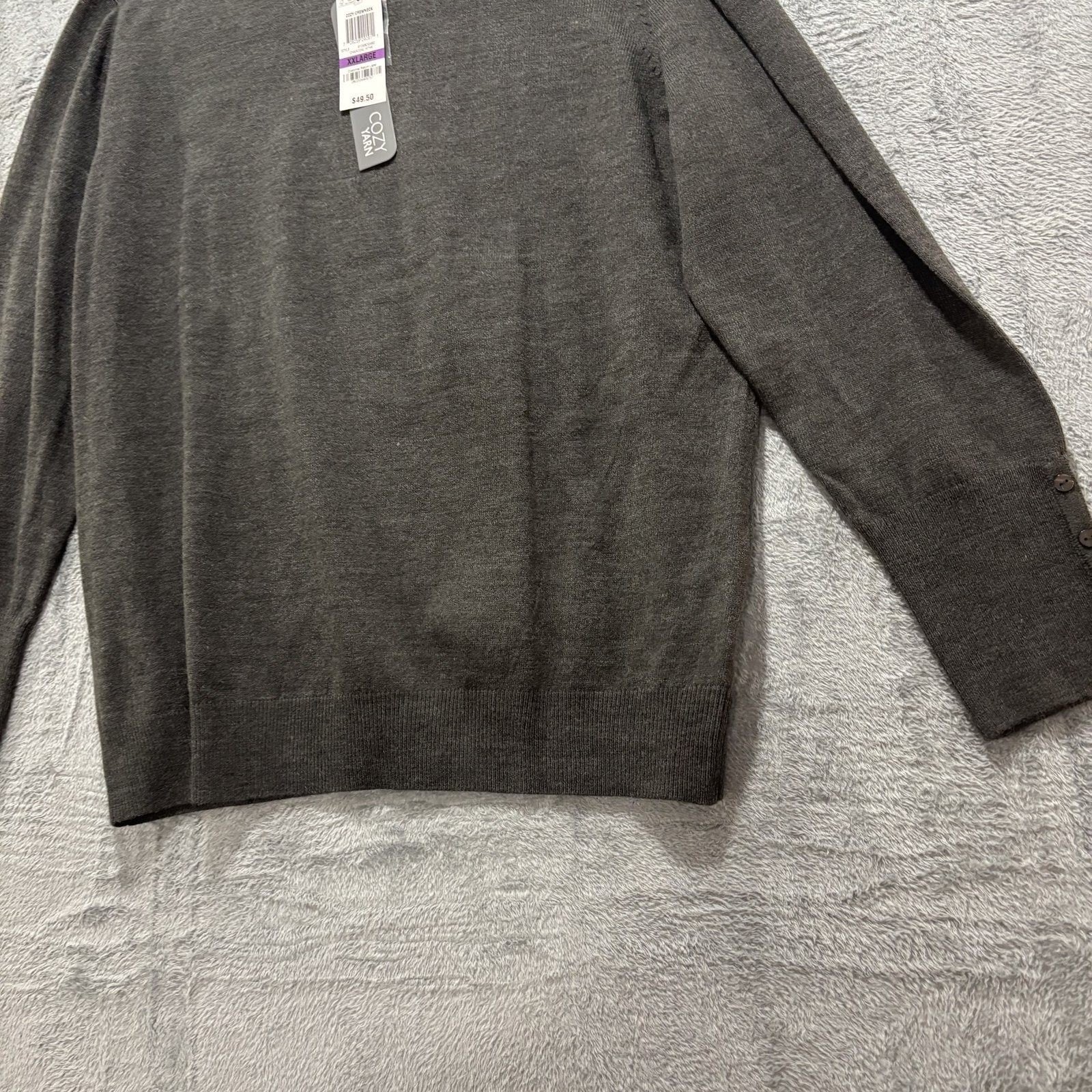 JM Collection XXL Womens Charcoal Gray Crewneck Sweater Cozy Classic Plus Knit