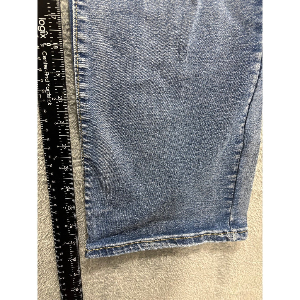 Womens L Blue Distressed Straight Leg Jeans Boho Casual Denim