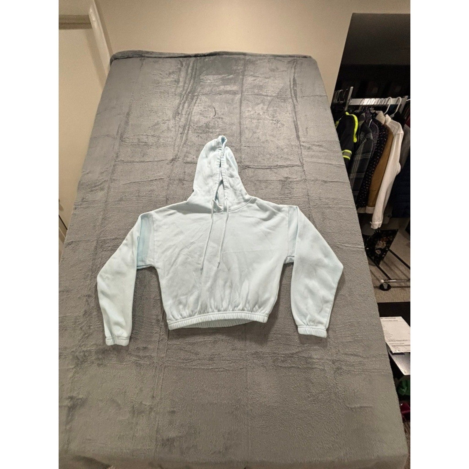 Relaxx L Light Blue Womens Cropped Hoodie Sweatshirt Casual Athleisure Cozy