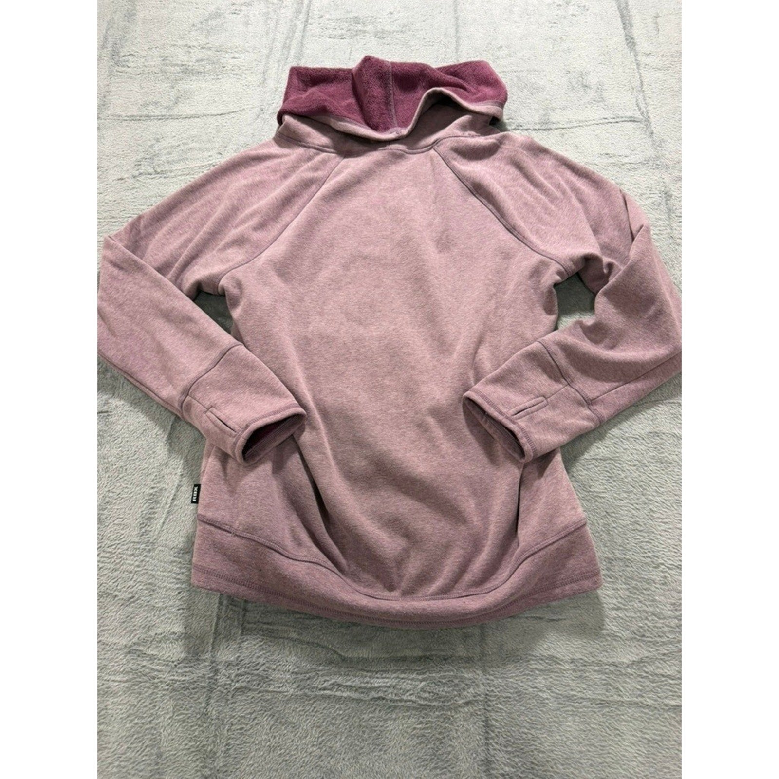 RBX Womens XL Mauve Heathered Cowl Neck Fleece Pullover Sweatshirt Thumbholes