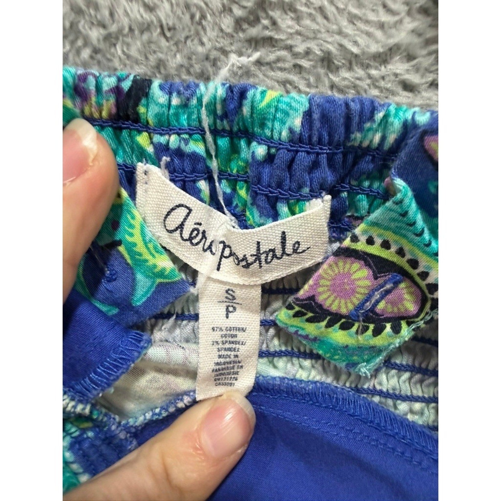 Aeropostale Crop Top Womens Small Blue Paisley Strappy Y2K Stretch Bustier