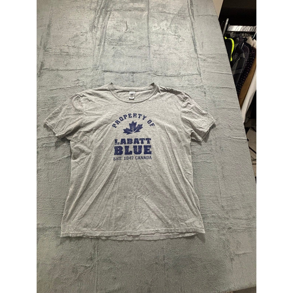 Gildan XL Gray Labatt Blue Beer Graphic T-Shirt Womens Casual Vintage Style