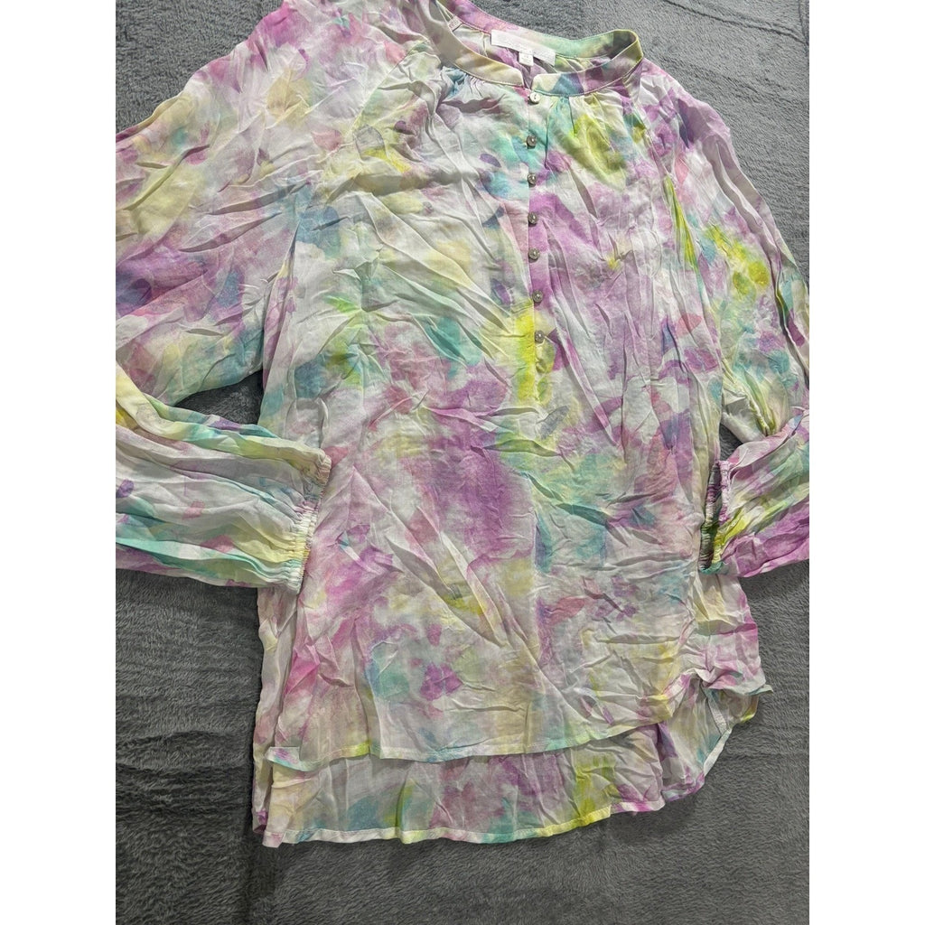 Adyson Parker Blouse Womens 1X Boho Watercolor Pastel Rayon Flowy Top