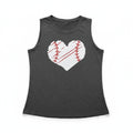 Womens L Gray Baseball Heart Graphic Muscle Tank Top Casual Athleisure Workout