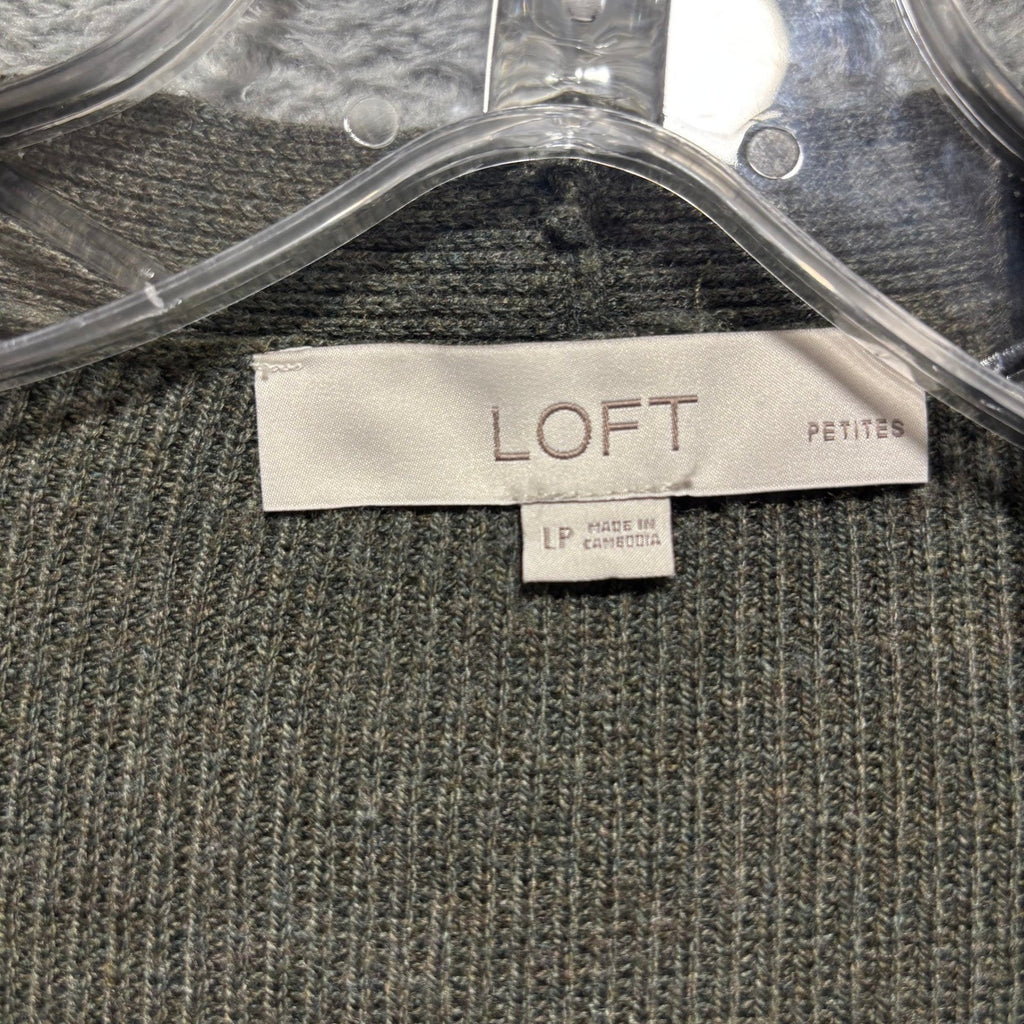 LOFT Womens LP Olive Green Open Front Cardigan Sweater Draped Longline Boho Cozy