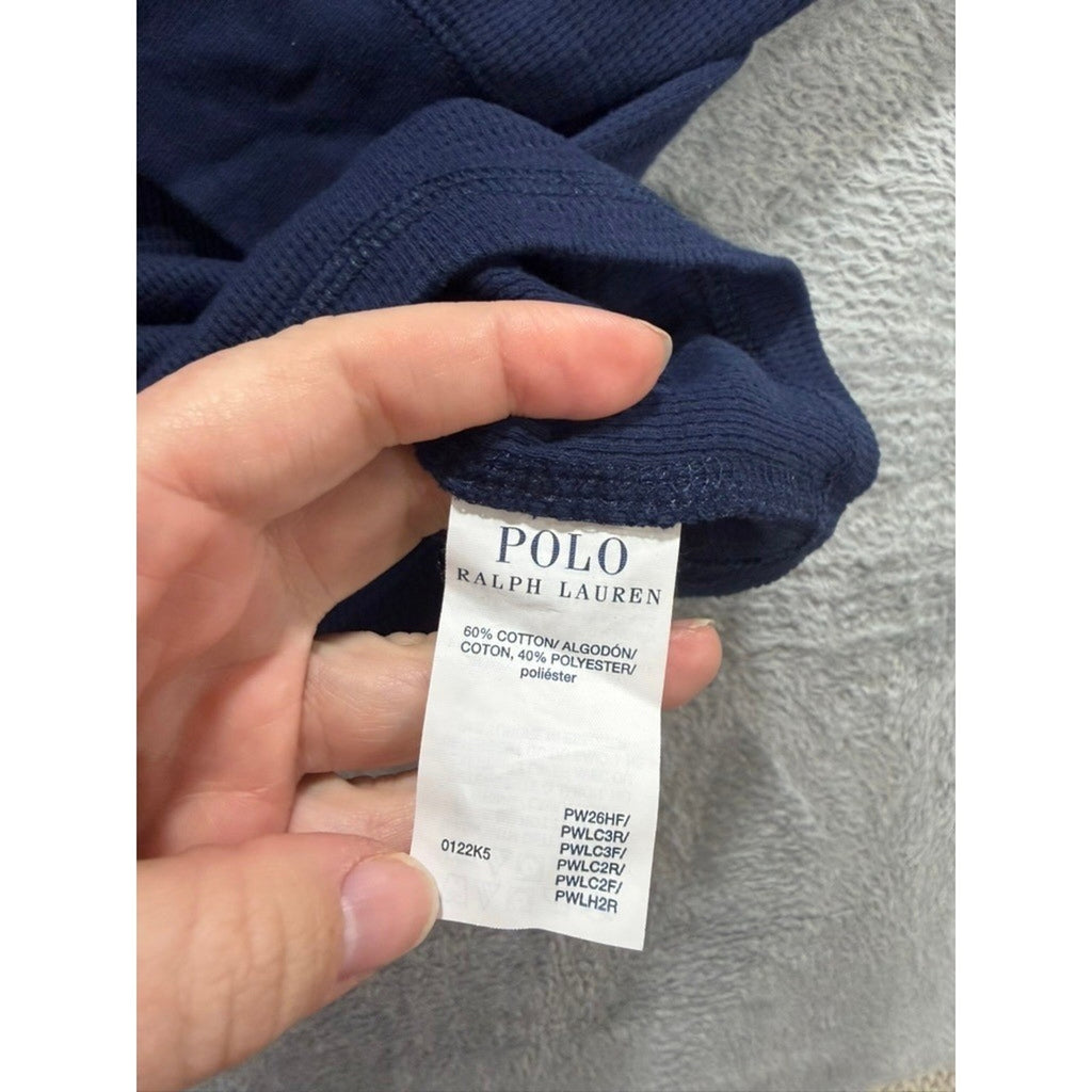 Polo Ralph Lauren Mens XL Navy Waffle Knit Thermal Sleepwear Top Crest Logo RLPC