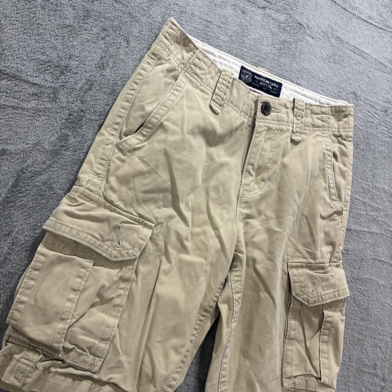 American Eagle 26 Khaki Tan Cargo Shorts Mens Casual Summer Utility Streetwear