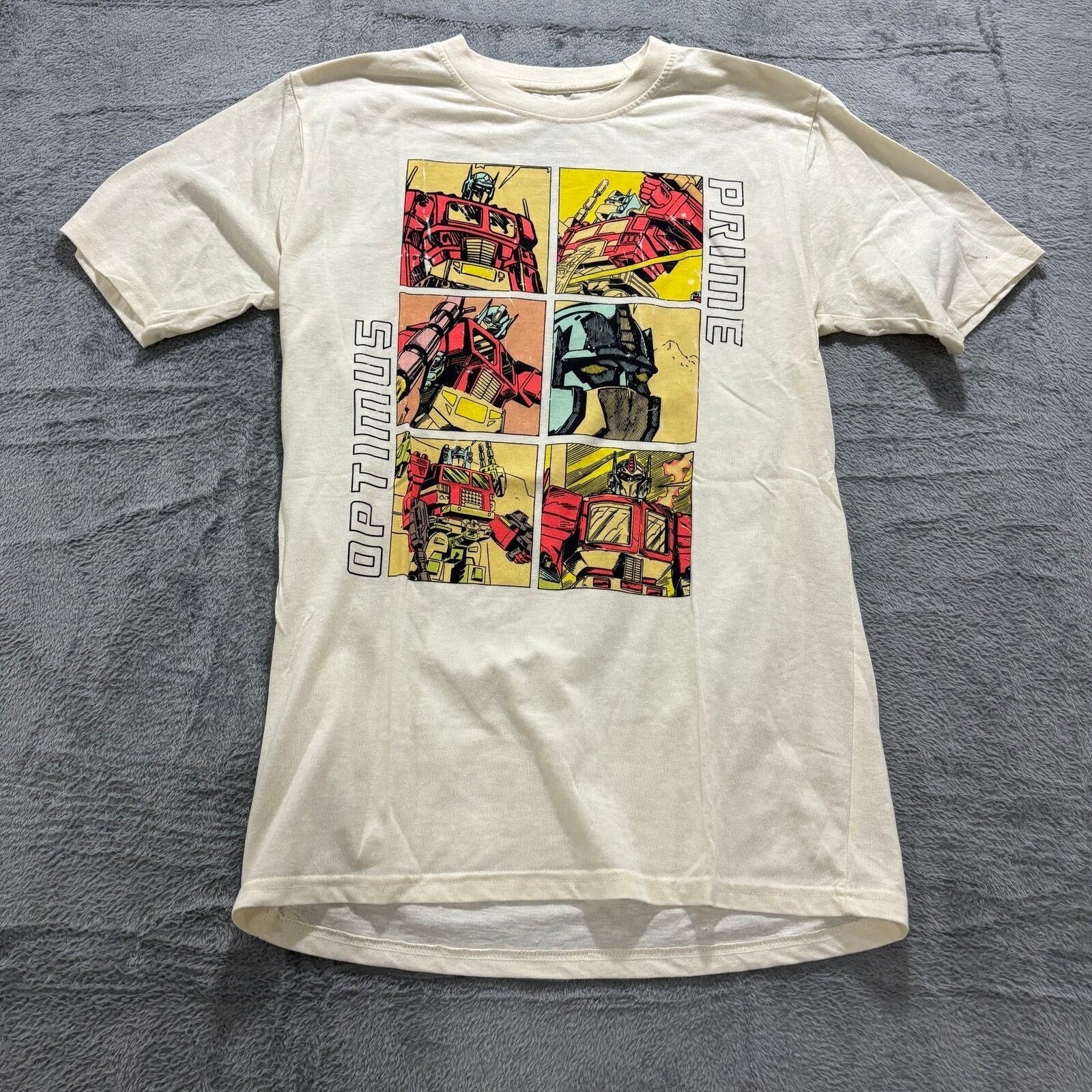 Transformers Womens M Cream Optimus Prime Graphic T-Shirt Vintage Casual