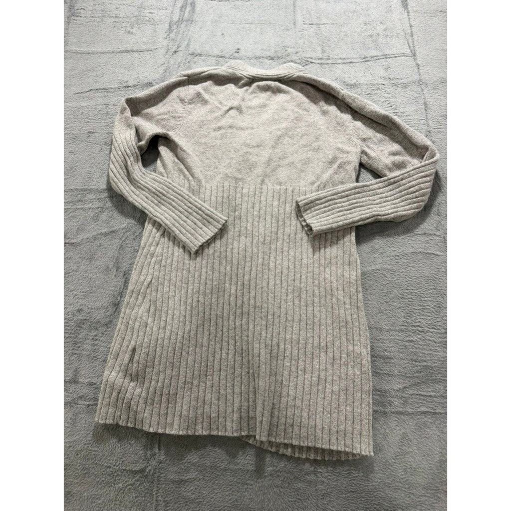 Coupé Collection Cardigan Sweater Womens M Gray Ribbed Longline Button Front