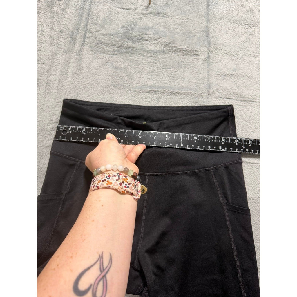 Tek Gear Womens M Black Athletic Leggings Athleisure Casual Pocket Workout