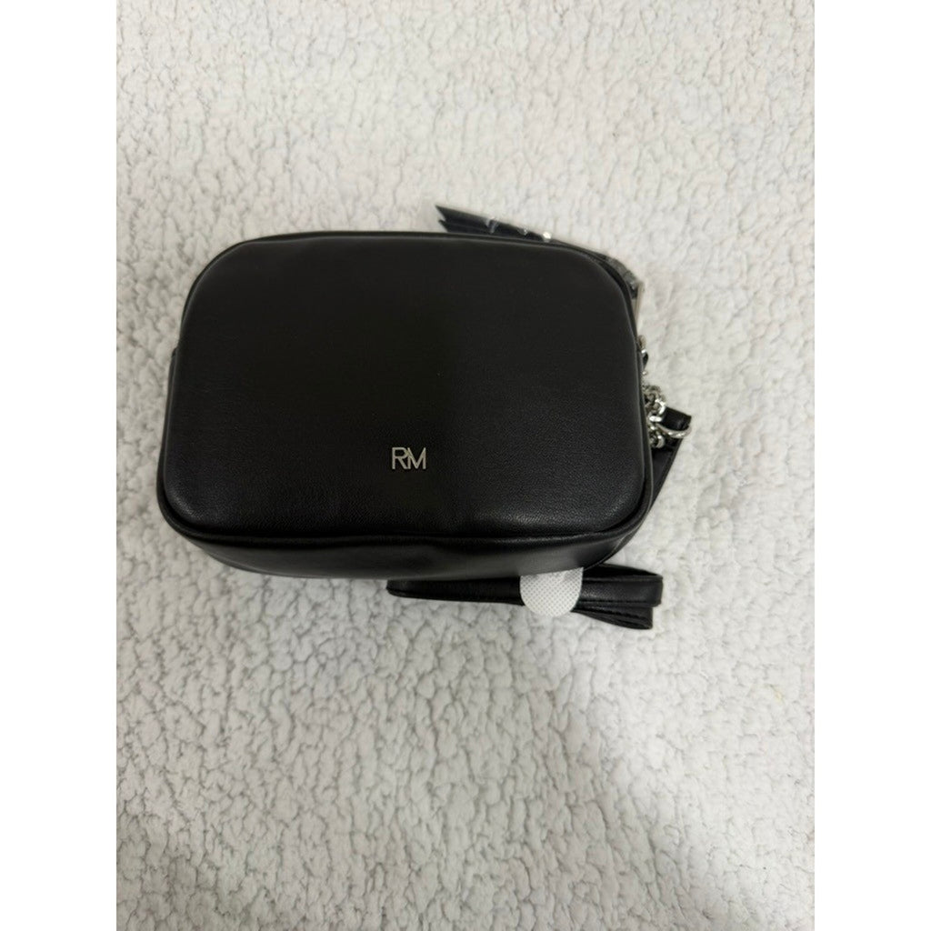 Rebecca Minkoff Black Quilted Studded Leather Crossbody Camera Bag Silver Studs