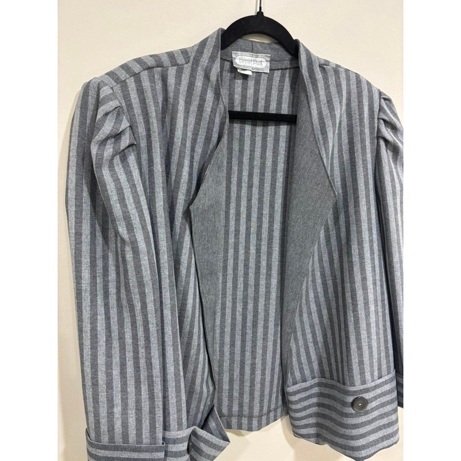 Vintage Bryant Park Striped Power Blazer Jacket USA Made Womens 22 Office 80s