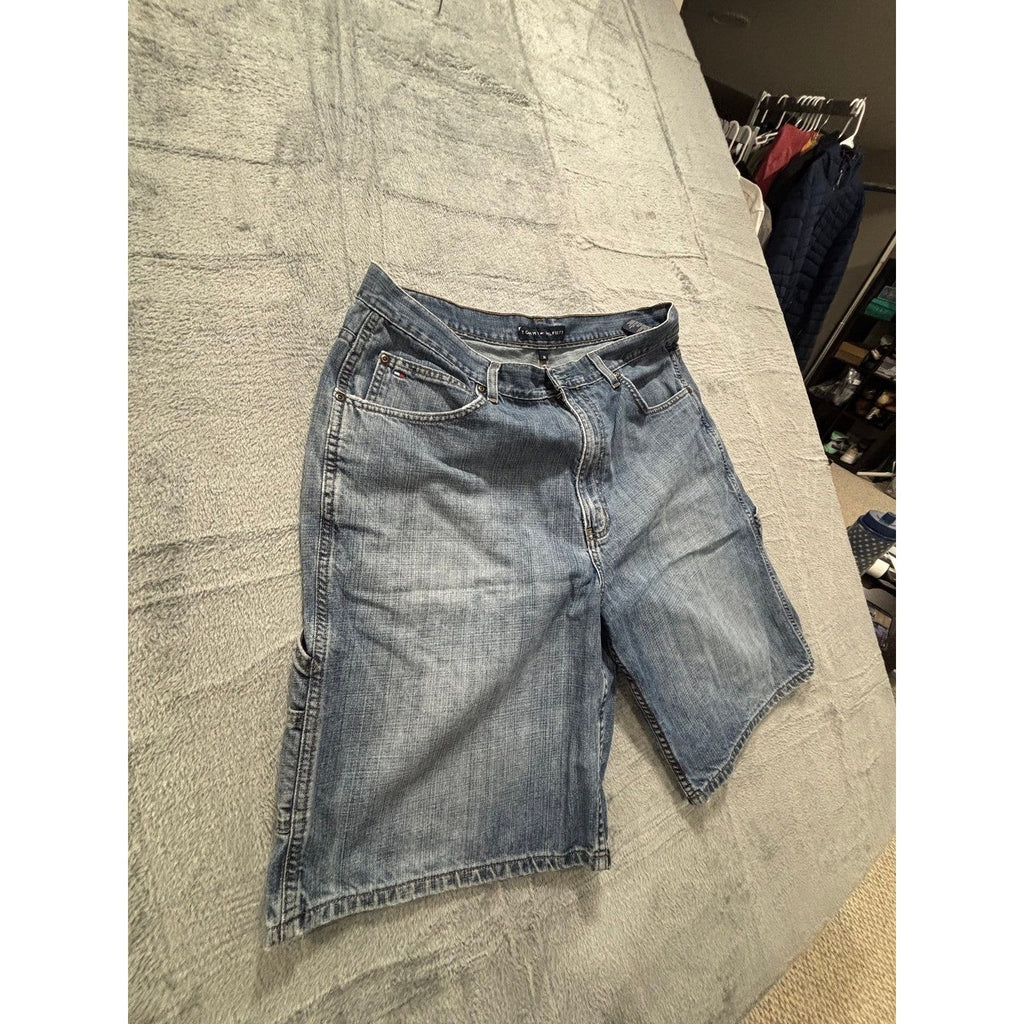 Tommy Hilfiger 36 Blue Denim Carpenter Shorts Mens Vintage Casual 90s Relaxed