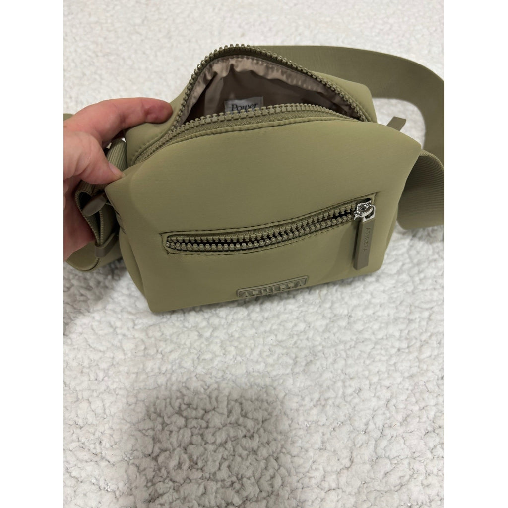 Athleta Olive Green Neoprene Crossbody Belt Bag Sling Fanny Pack Adjustable Hike