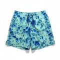 George M Blue Green Abstract Swirl Print Swim Trunks Shorts Casual Beachwear