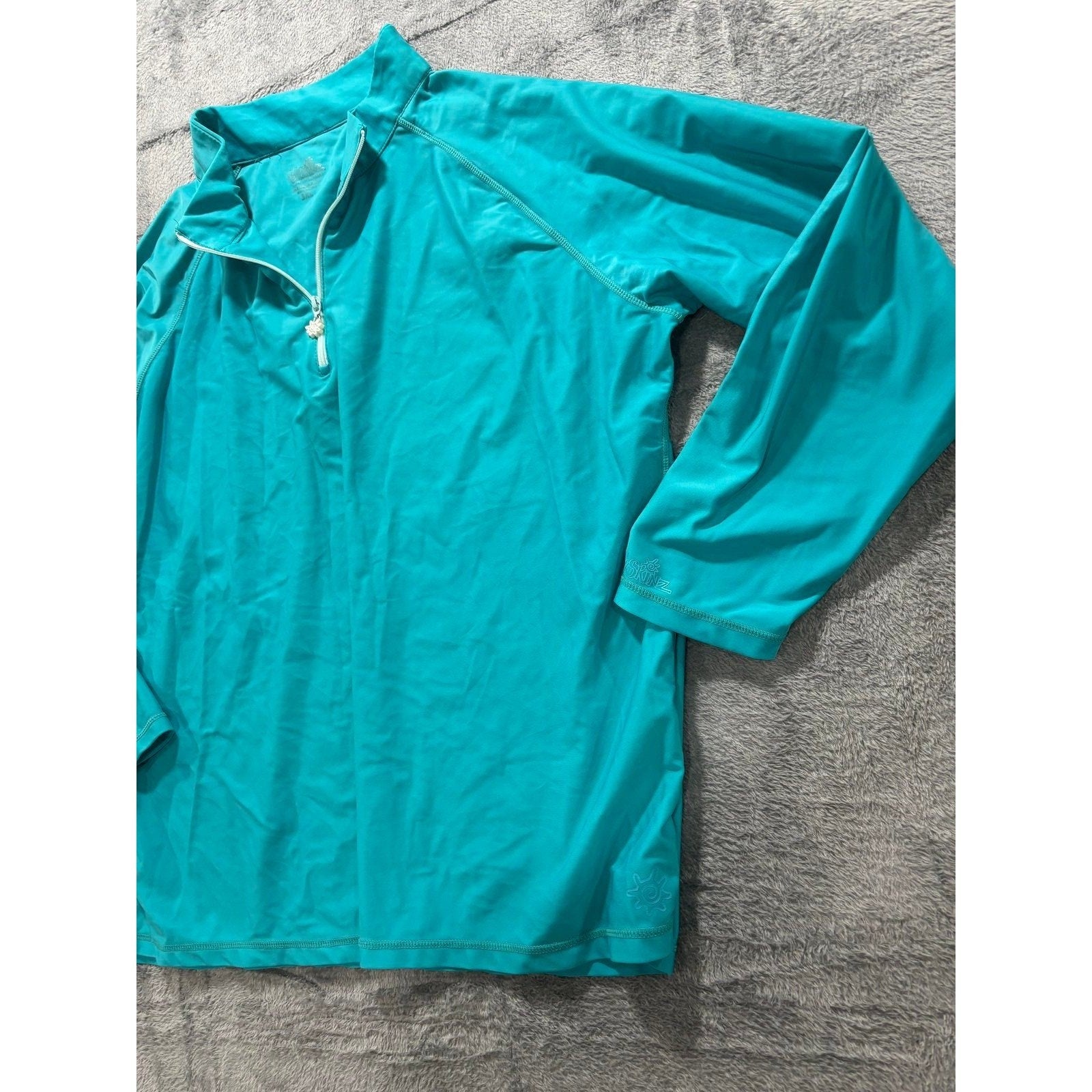 UV Skinz Womens 3XL Teal Rash Guard Long Sleeve 1/4 Zip Athleisure Coastal