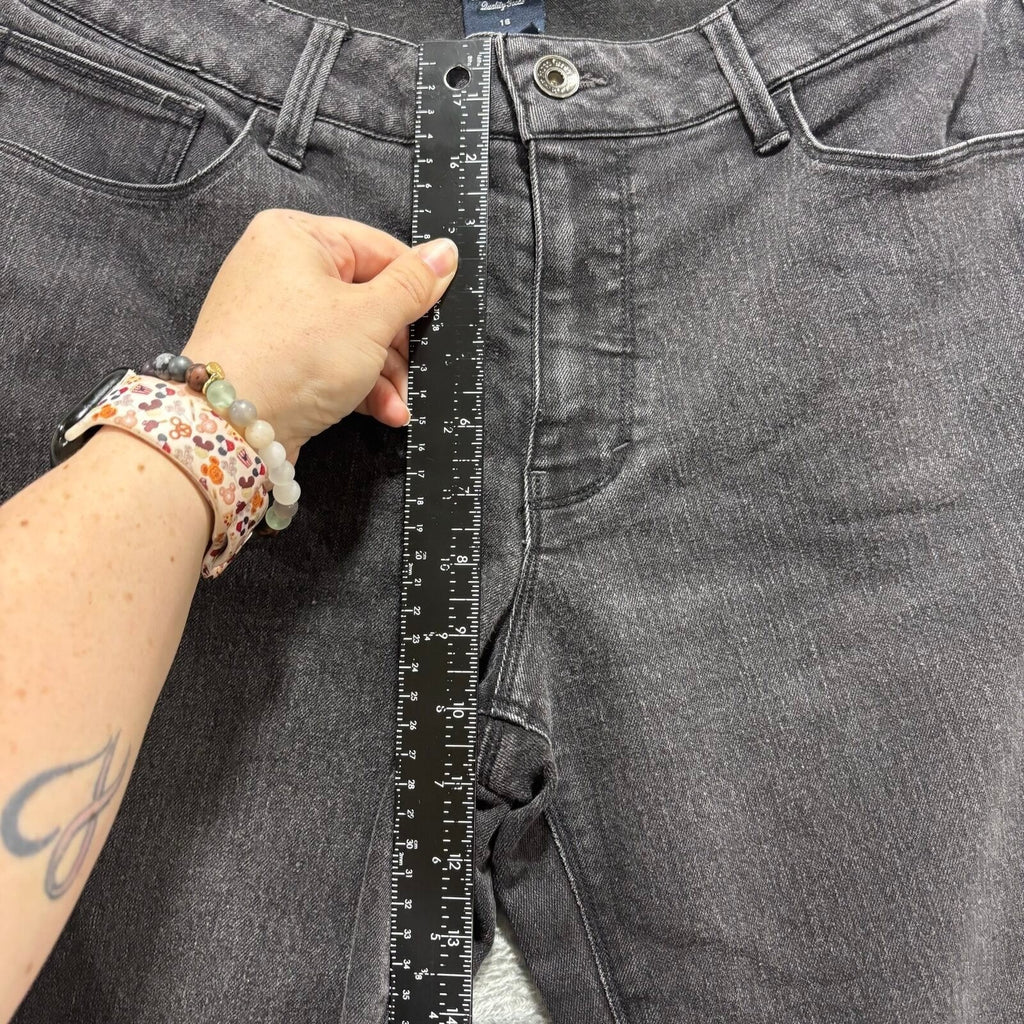 Faded Glory Womens 16 Black Denim Cropped Jeans Casual Boho Capri Pants