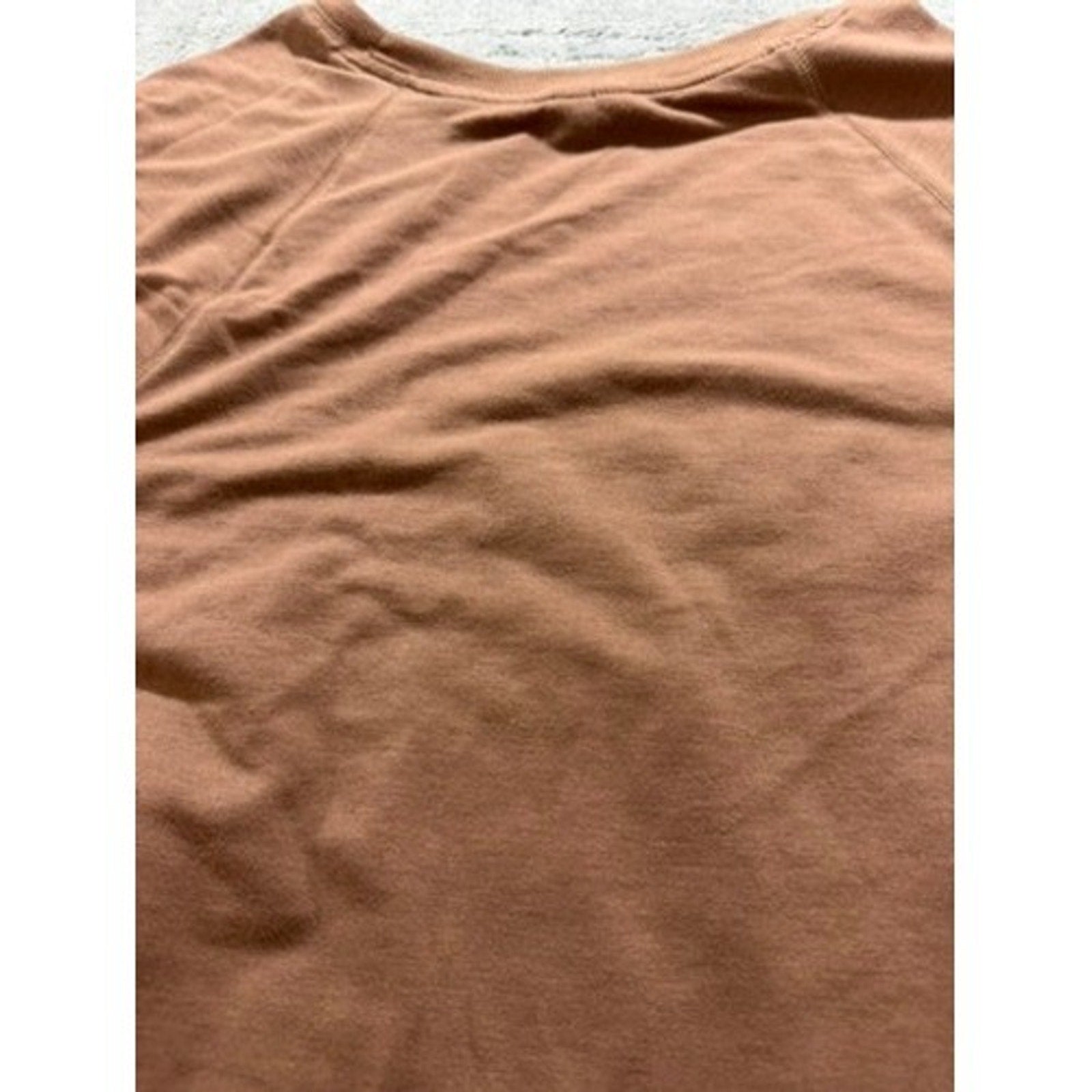 JoySpun Womens Brown Raglan Short Sleeve Crewneck Activewear Top M 8-10 Comfort