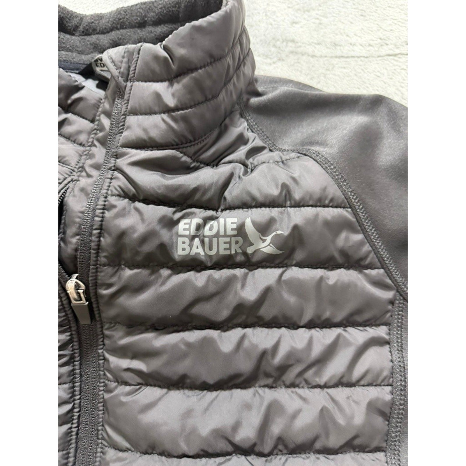 Eddie Bauer Women 2XL Black Hybrid Puffer Softshell Fleece Lined Jacket Full Zip