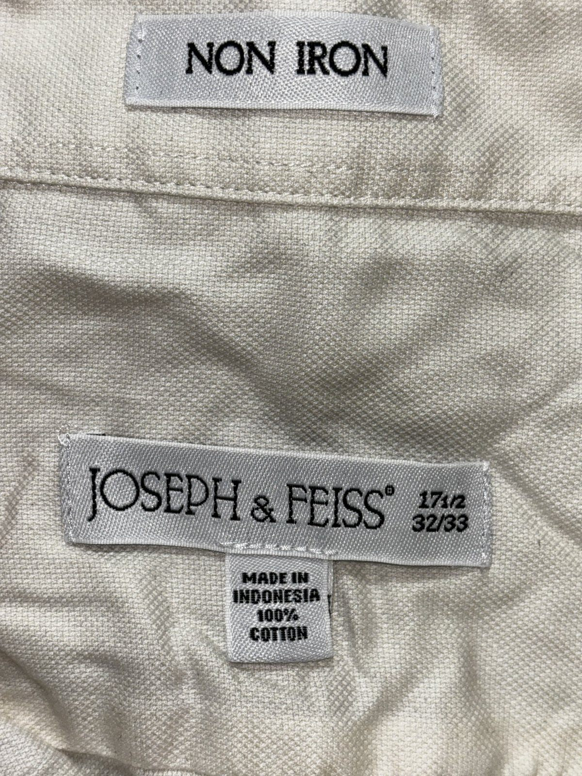 Joseph & Feiss Men's Cream White Shirt 17 1/2 32/33, photo 6 of 8