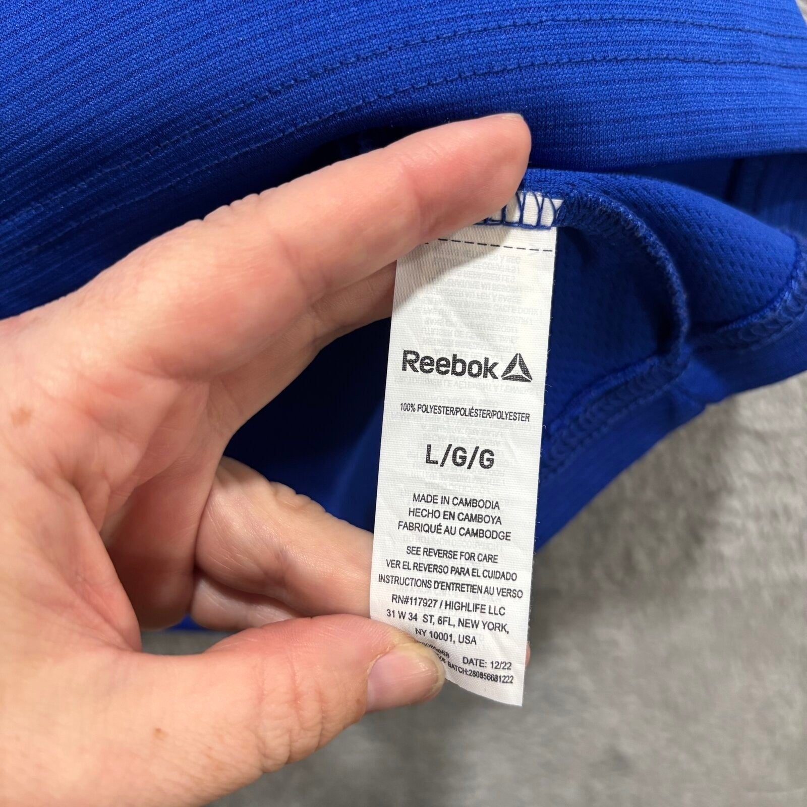 Reebok L Blue Short Sleeve Polo Shirt Mens Athleisure Casual Sporty